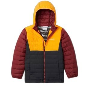 Columbia Powder Lite Hooded Jacket- (Orange/Black/Red) Youth L. NWOT